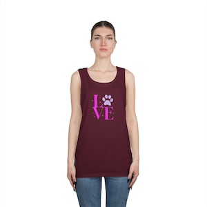 Love Paw Unisex Cotton Tank Top: Pet Lover Gift