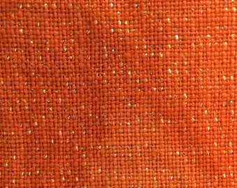 Hand Dyed Sparkly Linen - 32 Count Orange. Safran. Cross Stitch Supplies. Indie Dyed. Made In France. Embroidery. 32CT Orange Lurex.