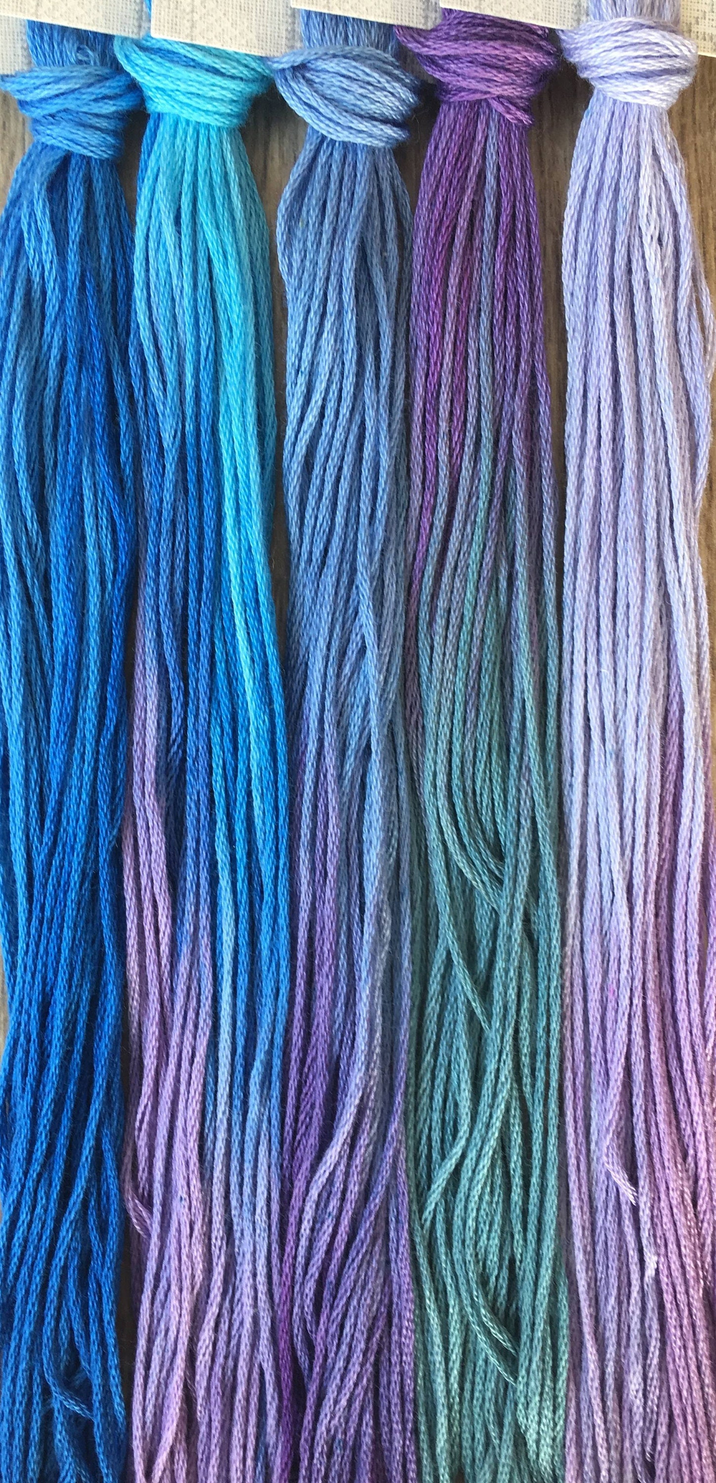 Indie Dyed Stitching Floss Over dyed thread Bleuet Variegated Floss Cross stitch threads Blackwork NEW Le Fil Atalie Hand dyed Floss