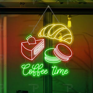 Coffee Time LED Neon Sign: Bakery Cafe Wall Decor