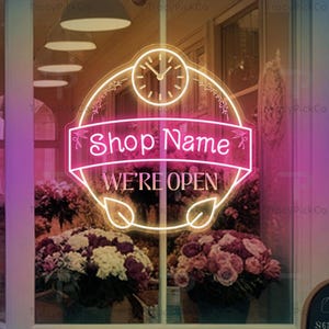 Floral Shop Open Neon Sign: Custom LED Business Decor