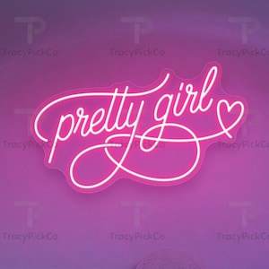 Pretty Girl Neon Sign Aesthetic LED Wall Light for Bedroom Beauty Salon Makeup Room Vanity Corner or Feminine Glam Decor Beauty Chic Sign