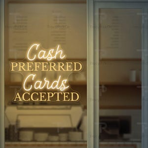 Bargeld bevorzugte Karten akzeptiert Neon Schild LED Fenster Schild für Shop Restaurant Café, Bar Business Zahlung Anzeige Kundenhinweis
