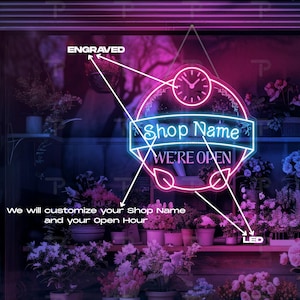 Floral Shop Open Neon Sign: Custom LED Business Decor