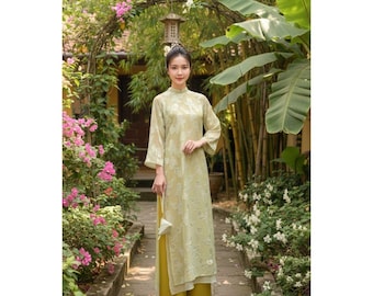 Ao Dai Women Traditional Vietnamese Dress Pastel Green Voile Overlay Modern Fit Custom Size S-8XL Elegant Tet Party Photoshoot Plus Size