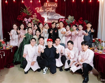 Custom Ao Dai Bridesmaid Groomsmen Tea Ceremony Wedding Party Engagement Traditional Vietnamese Outfit Family Matching Made To Order
