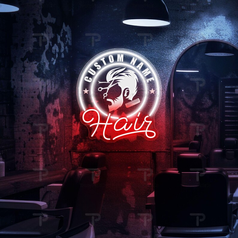 Custom Barber Shop Neon Sign LED Hair Salon Light With Personalized