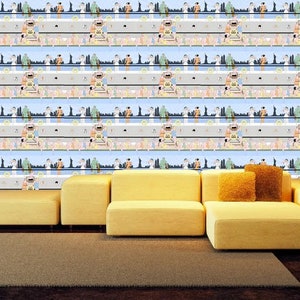 Carta da parati Art Deco, un mix di glamour di Hollywood, età d'oro dei Deco Liners e skyline di New York, carta da parati dal design di lusso sorprendente