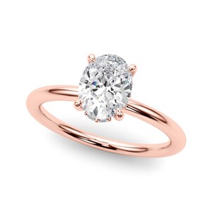 2 Carat Lab Grown Diamond Hidden Halo Oval Engagement Ring 14k Gold