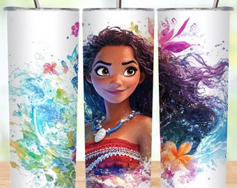Moana 20 Unzen dünner Becher, neigender Film, Aquarelle