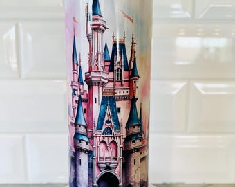 20oz skinny tumblers, Disney castle, princess cup, coffee, drink tumbler