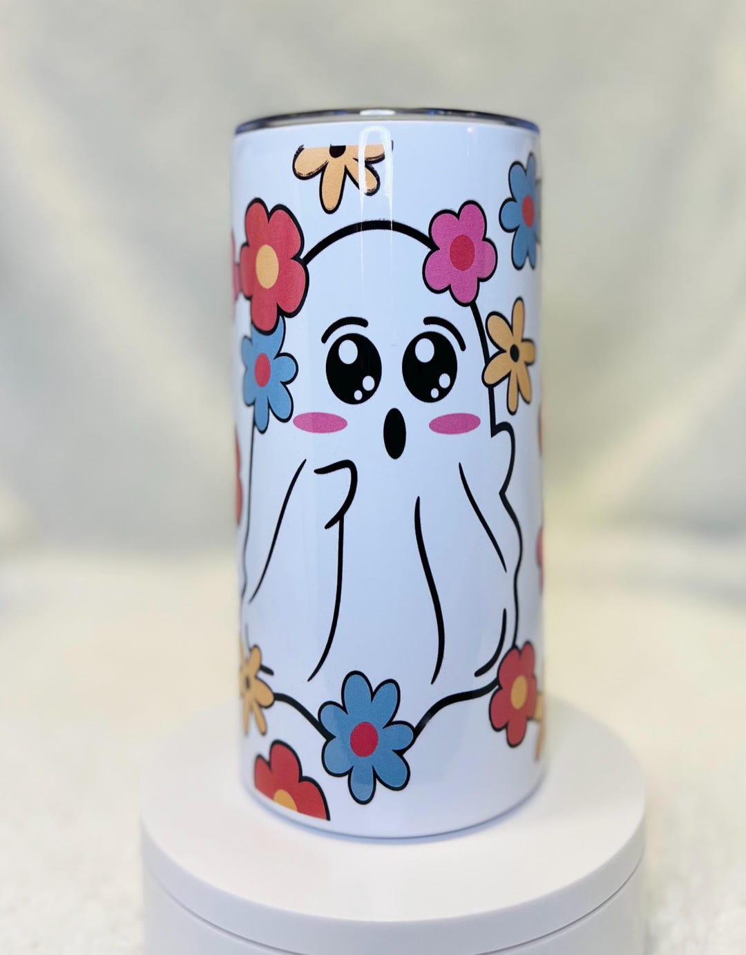 12oz Tumbler, Boo Cup, Halloween, Cute Ghosts, Flowers, Coffee Cup ...