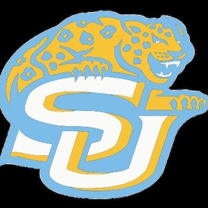 May include: A stylized logo featuring a jaguar in yellow and light blue atop the letters "SU" in light blue and white. The jaguar has spots and is snarling. The logo is set against a black background.
