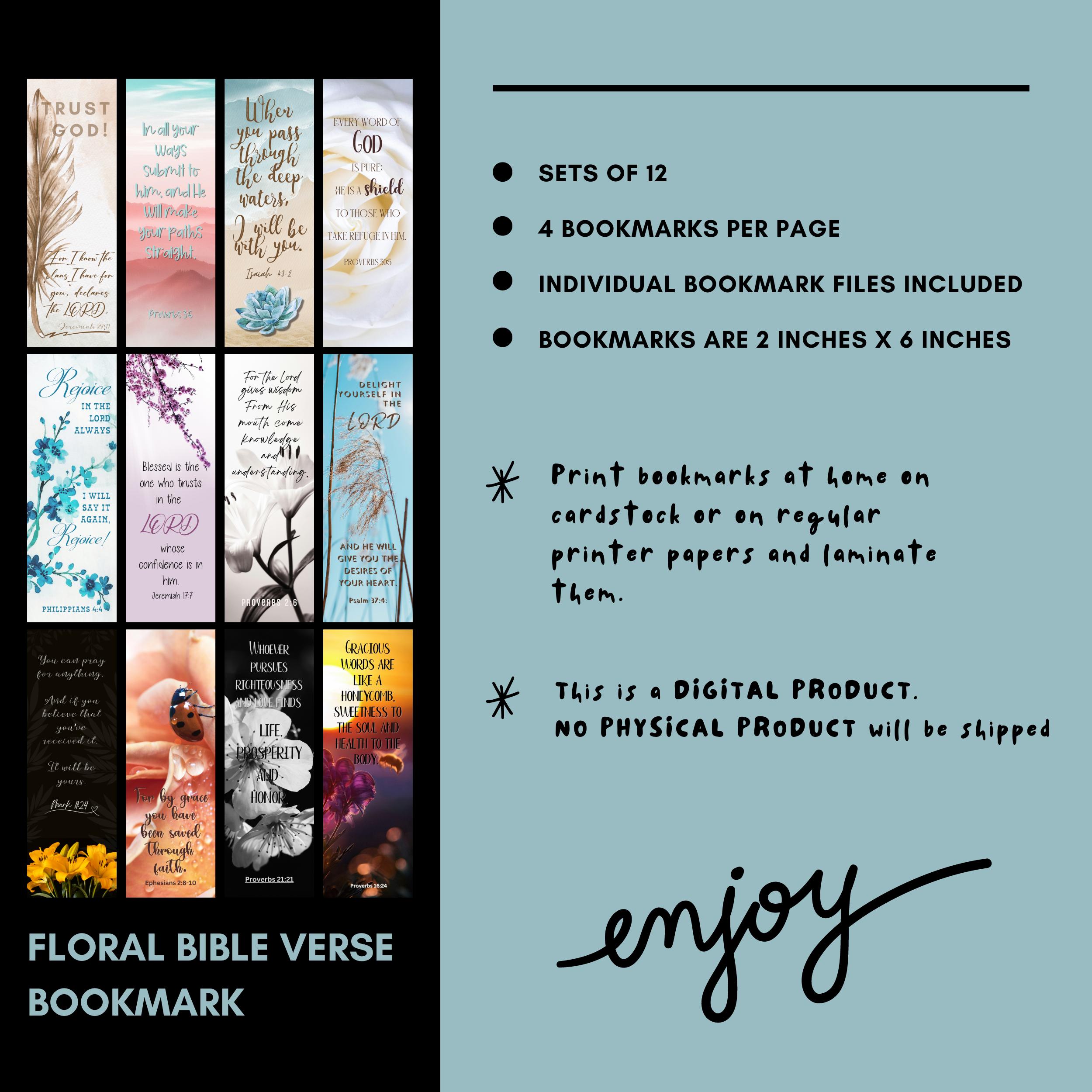 Floral Bible Verse Printable Bookmarks 12 Set Scripture Bookmarks floral-bible-verse-printable-bookmarks-12-set-scripture-bookmarks
