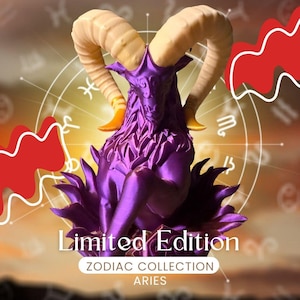 3D Printed Aries Statue: Shiny Zodiac Home Decor Gift