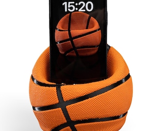 3D Printed Basketball Phone Holder: Sports Fan Desk Decor