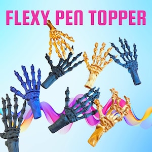 Premium Articulated 3D Printed Flexi Skeleton Hand Pencil Topper – Creative Desk Accessory and Fidget Toy for Students and Artists
