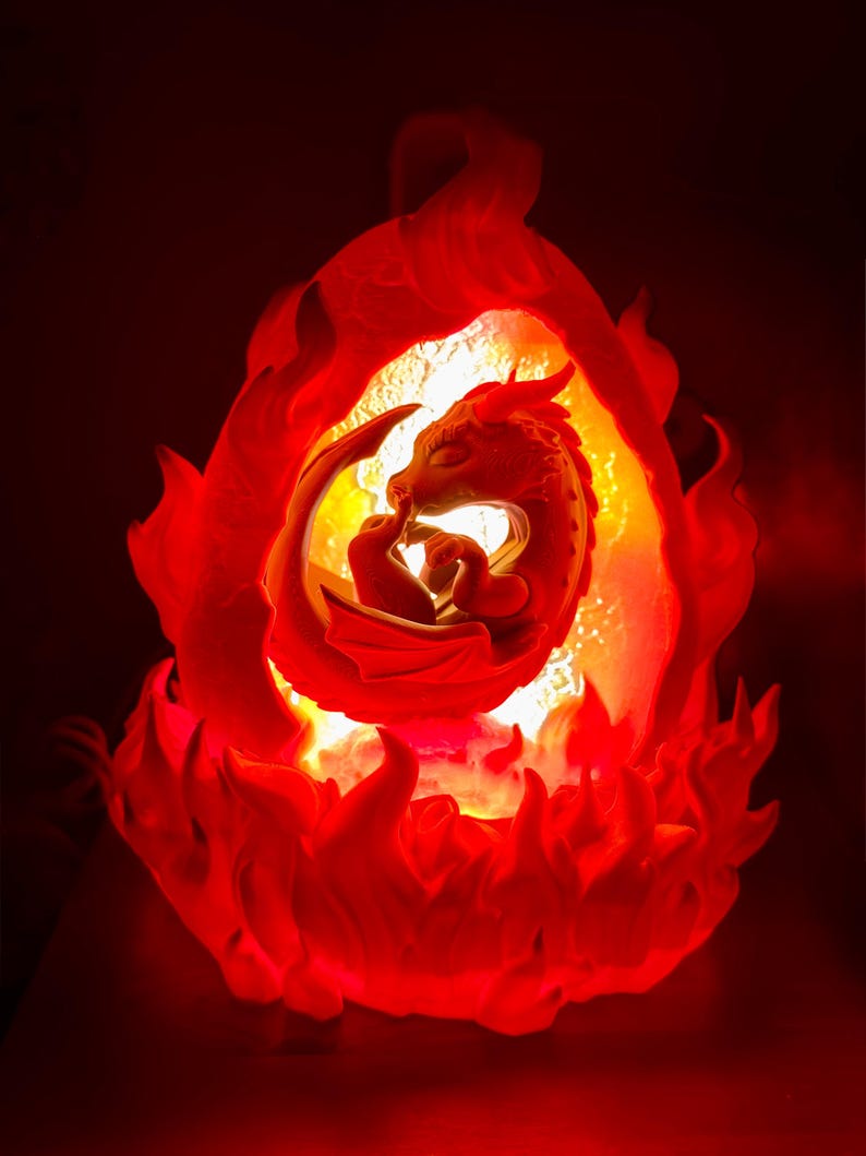 Lámpara LED de huevo de dragón nacido en llamas: luz nocturna decorativa de fantasía con dragón de fuego brillante para jugadores y coleccionistas, edición 2025