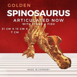 3D Printed Golden Spinosaurus Skeleton: Articulated Fidget Toy