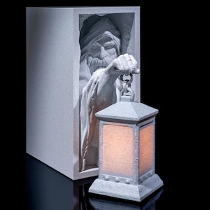 Dark Ages Book Nook with LED Candle  Medieval Fantasy Bookshelf Insert for Home Decor and Collectors Enlightening Gift for Him Gift for her