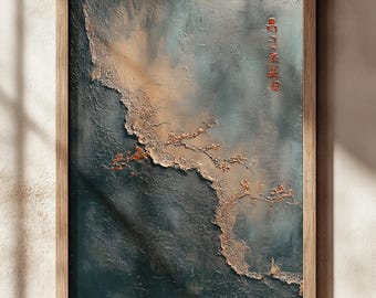 Eroded Serenity – Wabi-Sabi Textured Wall Art,Asian Minimalist Zen Artwork,Rustic Japandi Poster,Cracked Earth Print,Meditative Nature Gift