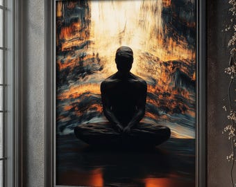 Spiritual Awakening Print,Energy Flow Artwork,Sacred Silence – Meditative Poster Download,Enlightenment Inspired Art,Meditative Zen Home Art