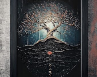 Celestial Tree – Fantasy Botanical Print,Spiritual Connection – Zen Inspired Art,Ancient Wisdom – Enchanted Tree Print,Lunar Roots Printable