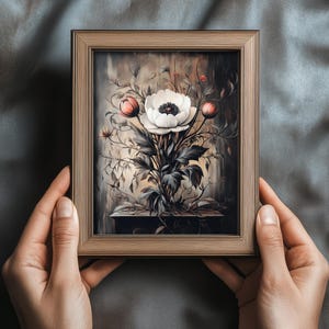 Gothic Botanical Art,Gothic Flower Decor,Dark Botanical Illustration,Moody Digital Printable,Vintage Wall Art,Dark Luxe Digital Artwork Gift