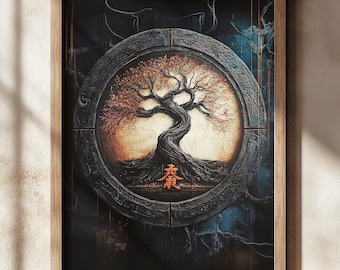The Tree of Eternity – Cosmic Growth Poster,Wabi-Sabi Tree – Japanese Art Print,The Portal of Life – Ethereal Tree Decor,Lunar Energy Poster