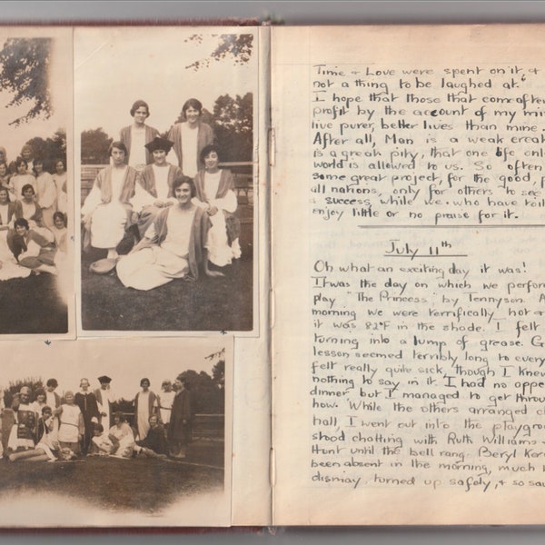 Journal manuscrit à télécharger au format PDF Vivian Isenthal 1924 - 1927 vintage London England Journal antique