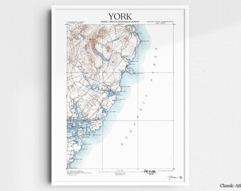 York Kittery Portsmouth Maine/New Hampshire 1893 USGS Map Poster | Restored and Remastered Vintage Map