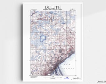 Duluth Minnesota 1895 USGS Map Poster | Restored and Remastered Vintage Map