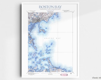 Boston Bay Massachusetts 1892 USGS Map Poster | Restored and Remastered Vintage Map