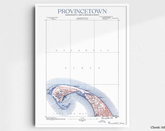 Provincetown Massachusetts 1889 USGS Map Poster | Restored and Remastered Vintage Map