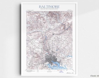 Baltimore Maryland 1894 USGS Map Poster | Restored and Remastered Vintage Map