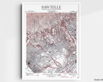 Sawtelle California 1934 USGS Map Poster | Restored and Remastered Vintage Map