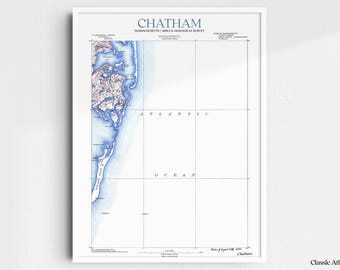 Chatham Massachusetts 1888 USGS Map Poster | Restored and Remastered Vintage Map