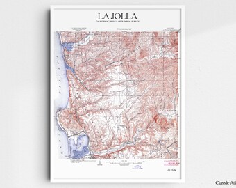 La Jolla California 1903 USGS Map Poster | Restored and Remastered Vintage Map