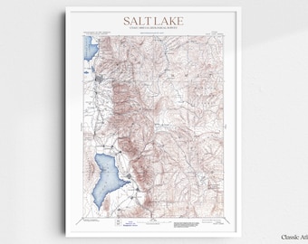 Salt Lake Utah 1885 USGS Map Poster | Restored and Remastered Vintage Map