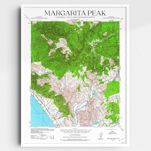 Margarita Peak California 1941 USGS Map Poster | Restored and Remastered Vintage Map