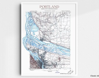 Portland Oregon 1897 USGS Map Poster | Restored and Remastered Vintage Map
