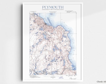 Plymouth Massachusetts 1889 USGS Map Poster | Restored and Remastered Vintage Map