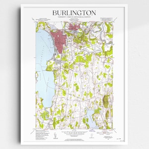 Burlington Vermont 1948 USGS Map Poster | Restored and Remastered Vintage Map