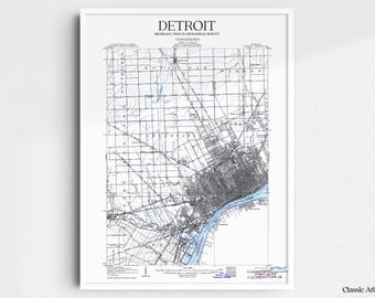Detroit Michigan 1915 USGS Map Poster | Restored and Remastered Vintage Map
