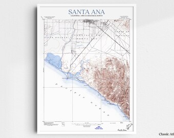 Santa Ana California 1896 USGS Map Poster | Restored and Remastered Vintage Map