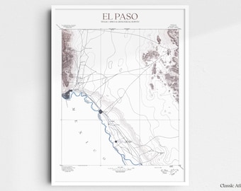 El Paso Texas 1896 USGS Map Poster | Restored and Remastered Vintage Map