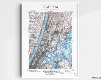 Harlem New York 1897 USGS Map Poster | Restored and Remastered Vintage Map