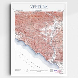 Ventura California 1904 USGS Map Poster | Restored and Remastered Vintage Map