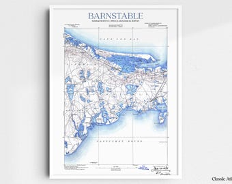 Barnstable Massachusetts 1893 USGS Map Poster | Restored and Remastered Vintage Map