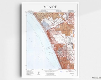 Venice California 1950 USGS Map Poster | Restored and Remastered Vintage Map